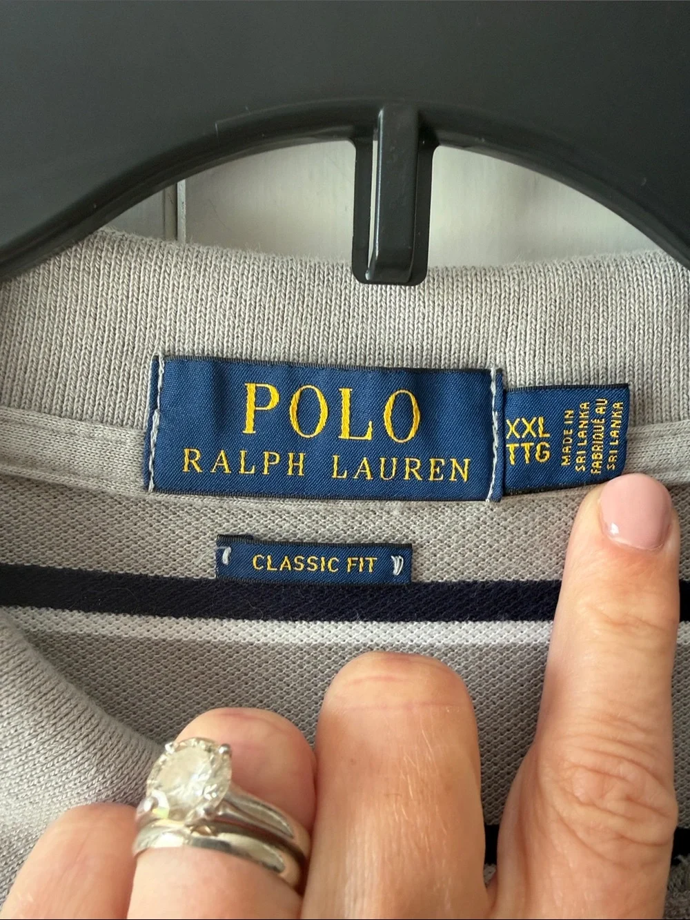 Polo Ralph Lauren Men's Gray & Navy Striped Polo Shirt Size XXL